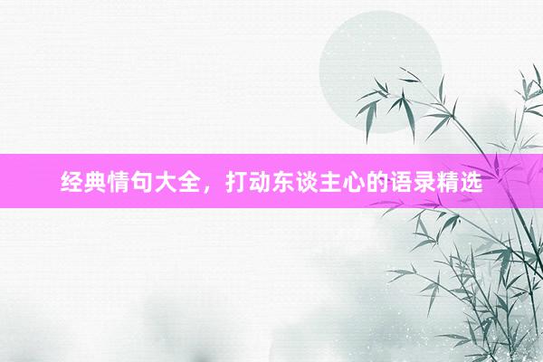 经典情句大全，打动东谈主心的语录精选